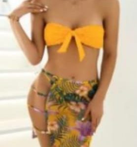 Beach floral style, 3 piece orange bikini set